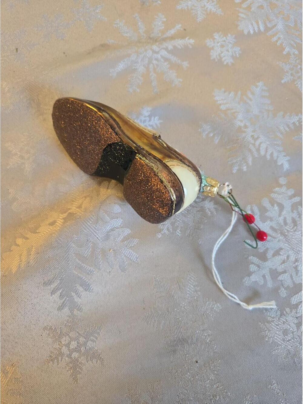 Vintage Style Blown Glass Christmas Ornament - Victorian Dress Shoe - Picture 2 of 2